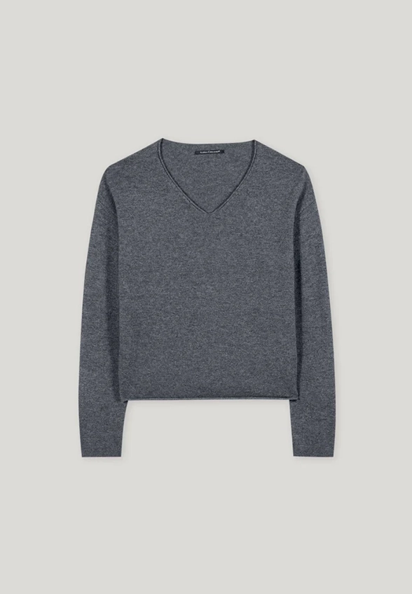 SWETER KASZMIROWY CIEMNO-SZARY
