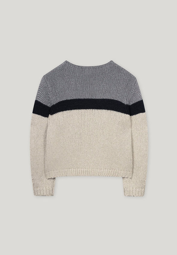 SWETER W BLOKI KOLORÓW SZARY