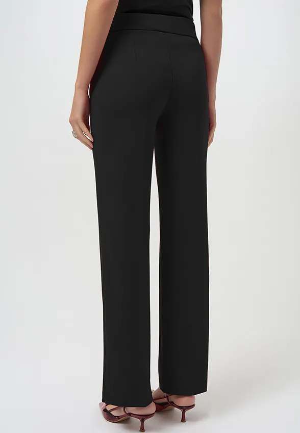 SPODNIE WIDE-LEG ZE SCUBA KREPY CZARNE