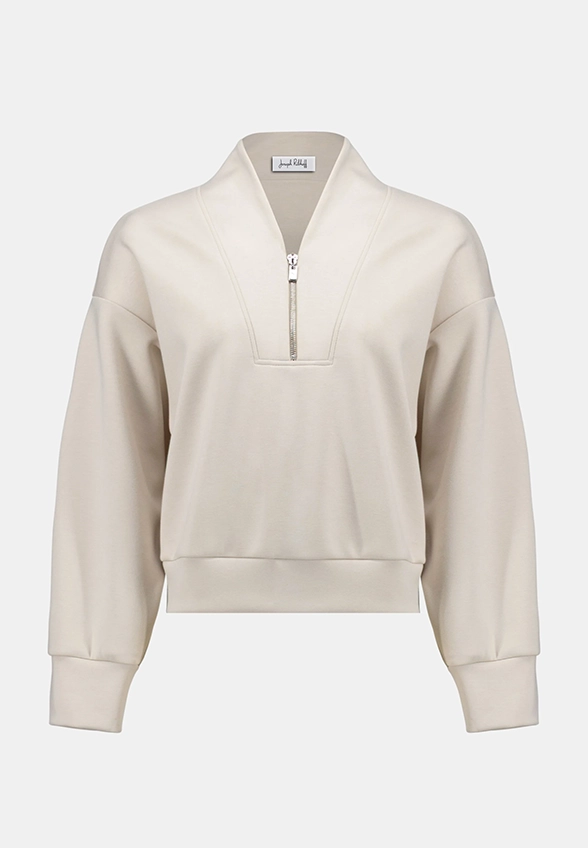 BLUZA Z WYSOKIM KOŁNIERZEM KREMOWA