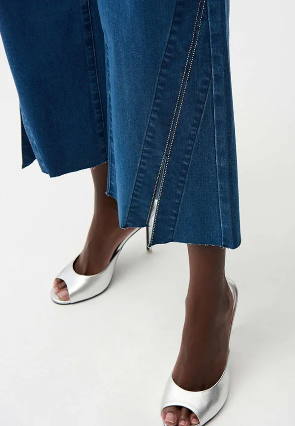 SPODNIE JEANSOWE WIDE-LEG Z KRYSZTAŁKAMI NIEBIESKIE