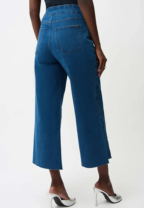 SPODNIE JEANSOWE WIDE-LEG Z KRYSZTAŁKAMI NIEBIESKIE