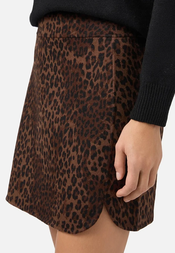 SPÓDNICA EIRA DOUBLE DARK LEOPARD BRĄZOWA