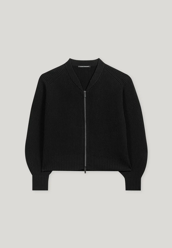 SWETER PRĄŻKOWANY KASZMIROWY CZARNY