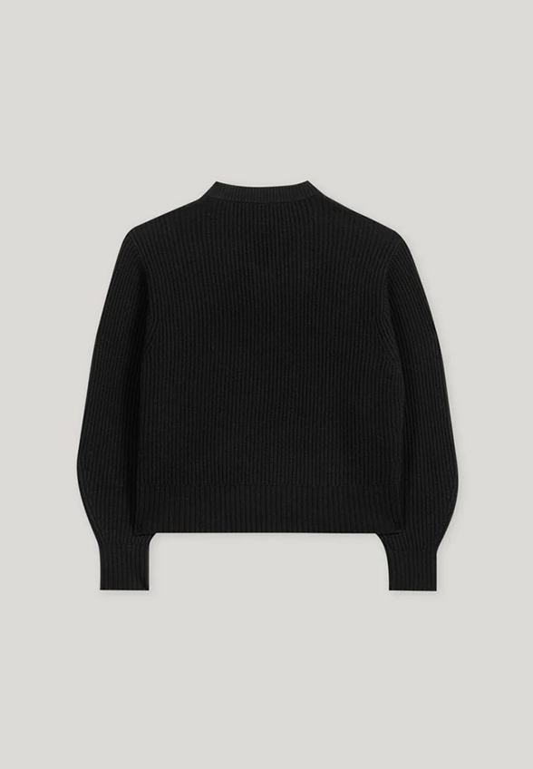 SWETER PRĄŻKOWANY KASZMIROWY CZARNY