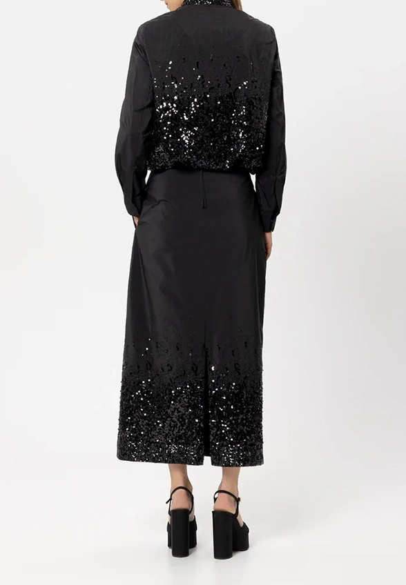 BLUZA Z TAFTY Z CEKINAMI CZARNA