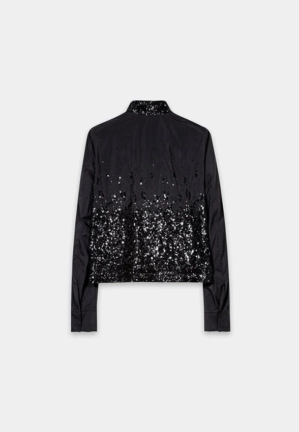 BLUZA Z TAFTY Z CEKINAMI CZARNA