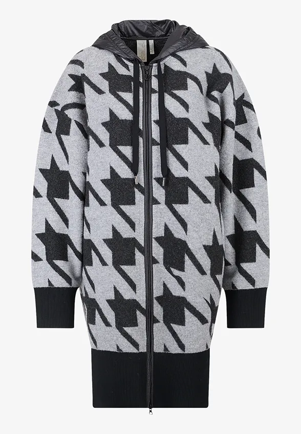 BLUZA WEŁNIANA Z KAPTUREM SZARO-CZARNA