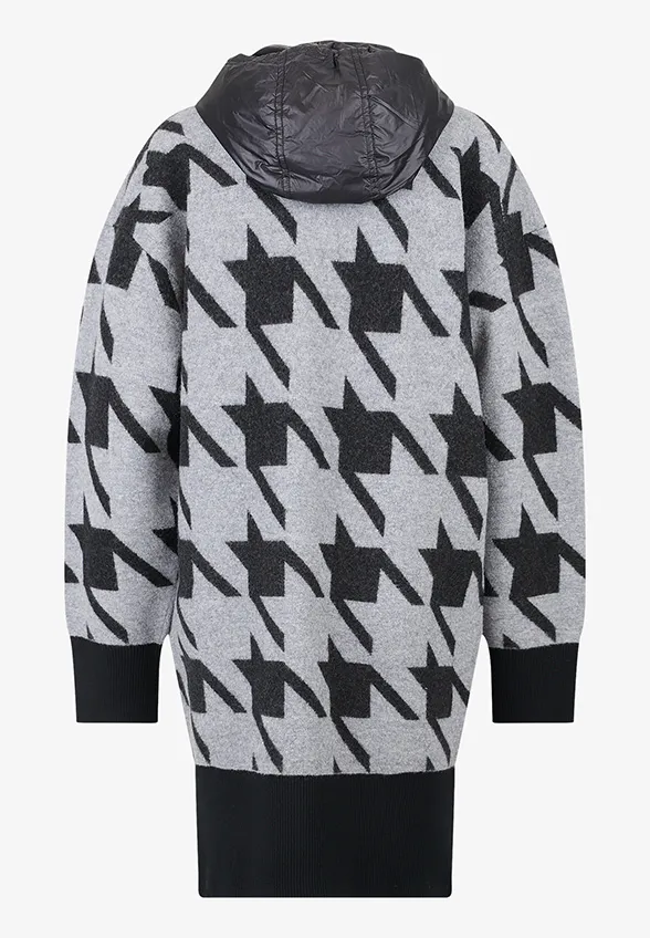 BLUZA WEŁNIANA Z KAPTUREM SZARO-CZARNA