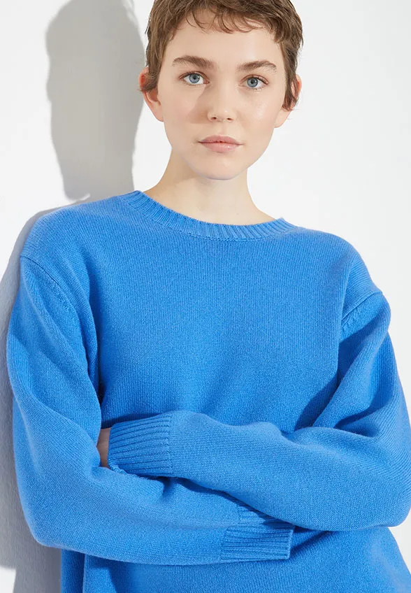 SWETER PAPRICA KASZMIROWY NIEBIESKI