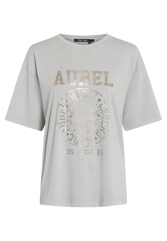 T-SHIRT Z FOLIOWYM NADRUKIEM SZARY