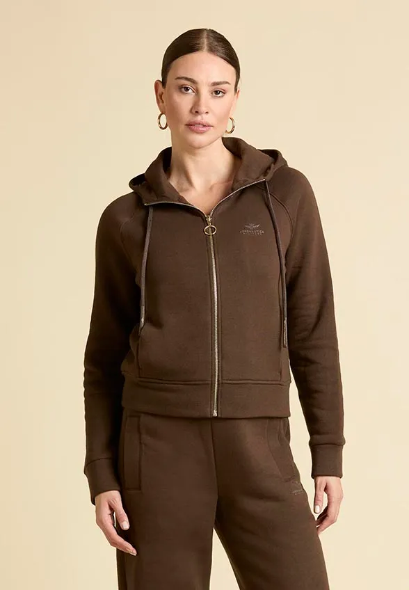 BLUZA Z KAPTUREM CZEKOLADOWY BRĄZ