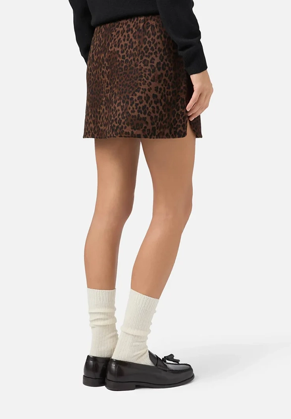 SPÓDNICA EIRA DOUBLE DARK LEOPARD BRĄZOWA