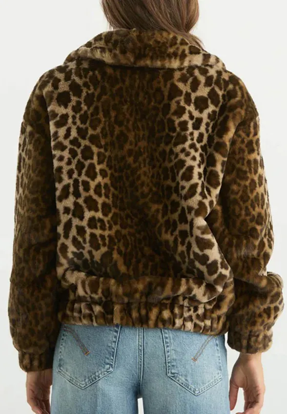 FUTERKO BOMBER AVELINE FUR LEOPARD BRĄZOWE
