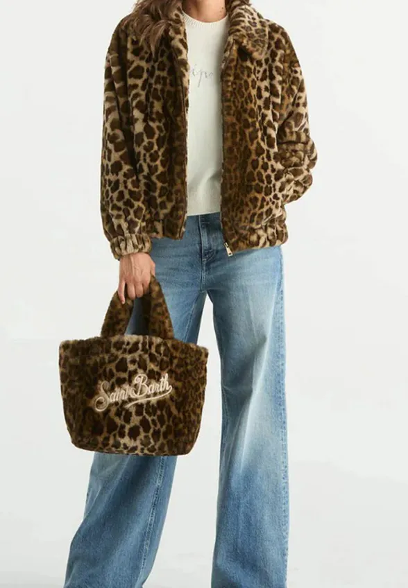 FUTERKO BOMBER AVELINE FUR LEOPARD BRĄZOWE