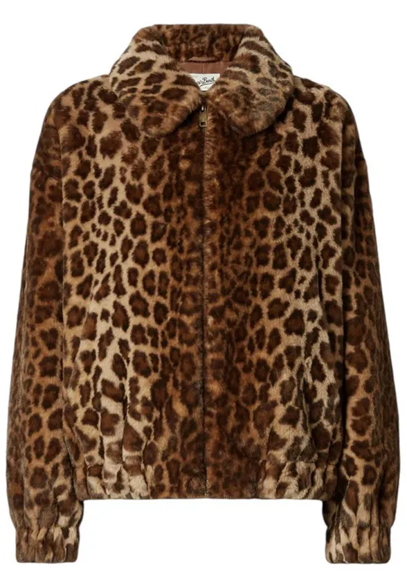 FUTERKO BOMBER AVELINE FUR LEOPARD BRĄZOWE