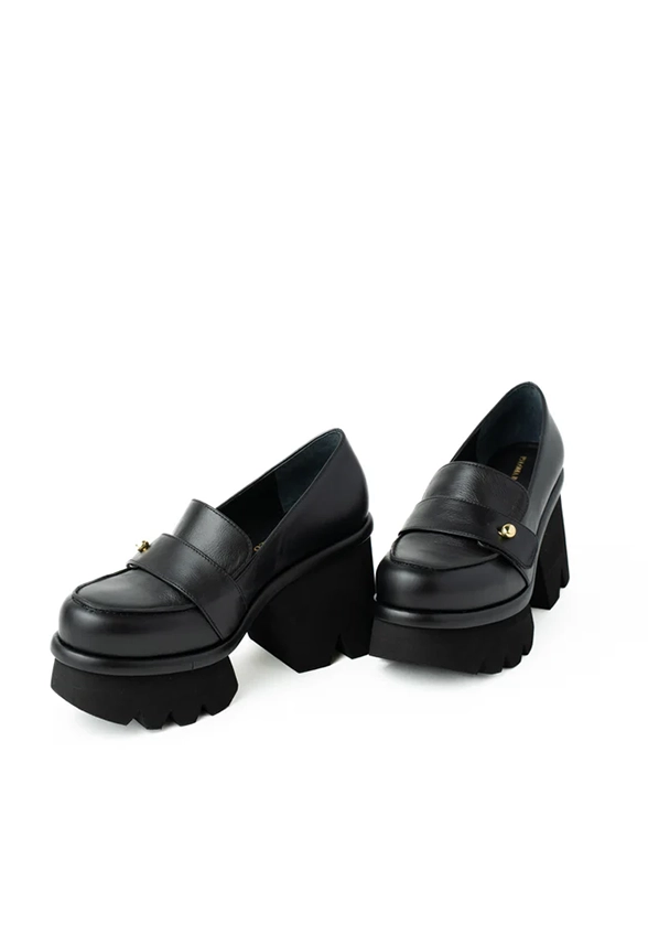 LOAFERSY GRETE SKÓRZANE CZARNE