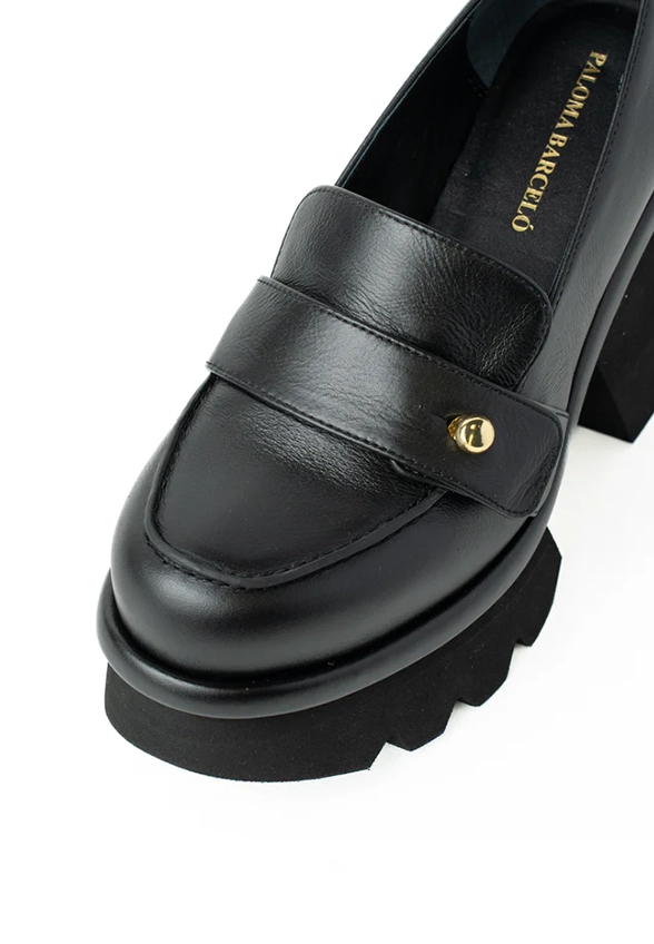 LOAFERSY GRETE SKÓRZANE CZARNE