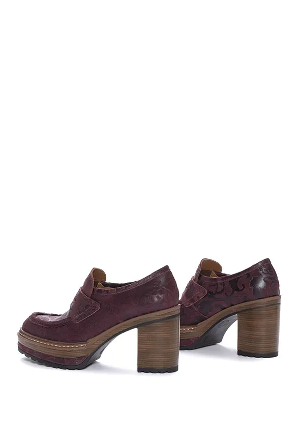 LOAFERSY NA OBCASIE OLIVIA BURGUNDOWE