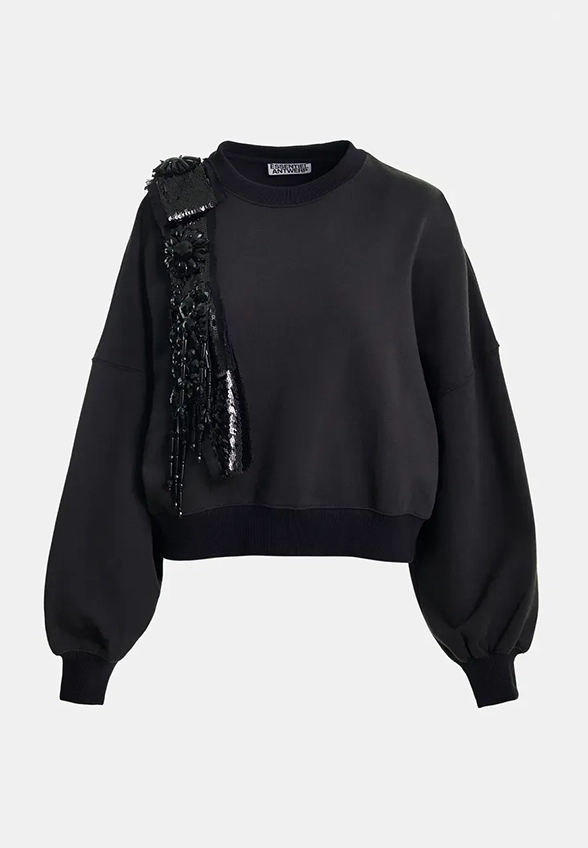 BLUZA Z KASKADOWYMI FRĘDZLAMI CZARNA
