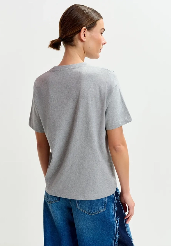 T-SHIRT Z CEKINOWYM HAFTEM SZARY
