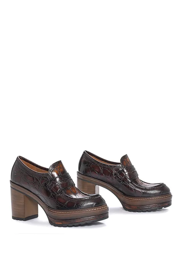 LOAFERSY NA OBCASIE OLIVIA GŁĘBOKI BRĄZ