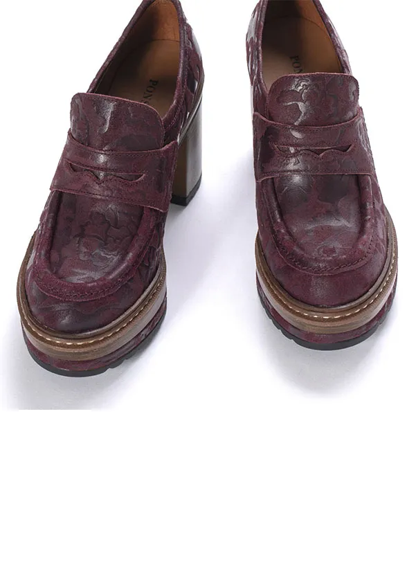 LOAFERSY NA OBCASIE OLIVIA BURGUNDOWE