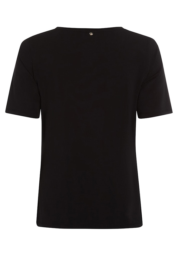 T-SHIRT Z PERŁOWĄ APLIKACJĄ CZARNY