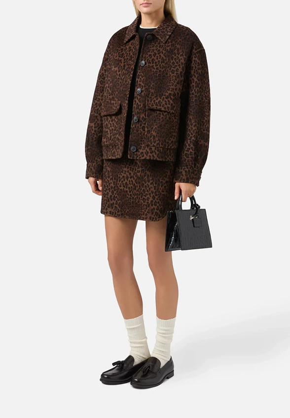 SPÓDNICA EIRA DOUBLE DARK LEOPARD BRĄZOWA