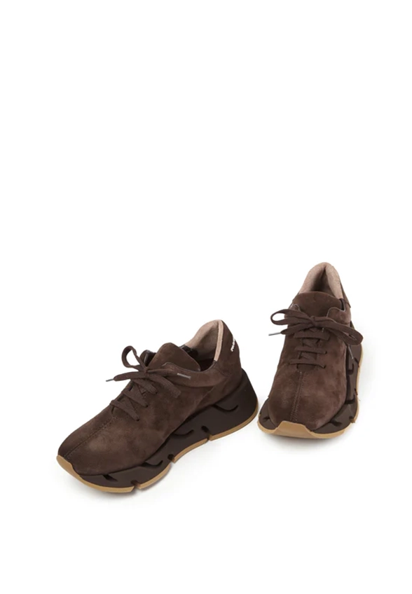 SNEAKERSY PIA Z ZAMSZOWEJ SKÓRY CIEMNY BRĄZ