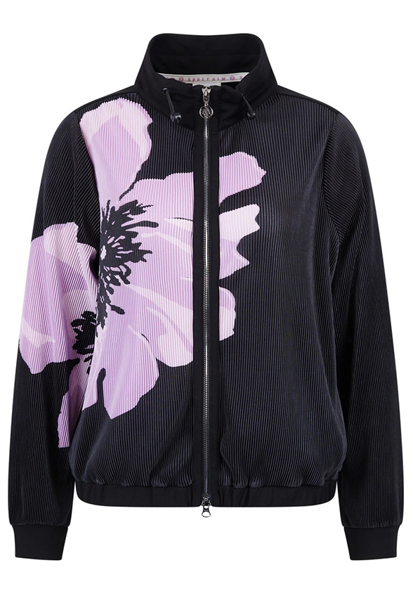 BLUZA Z KWIATOWYM NADRUKIEM CZARNA