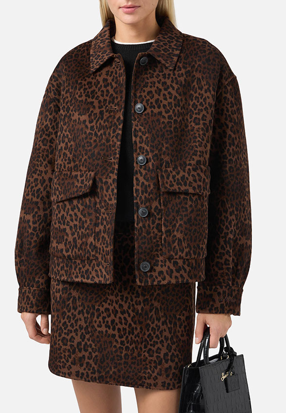 KURTKA BONNIBELL DOUBLE DARK LEOPARD BRĄZOWA