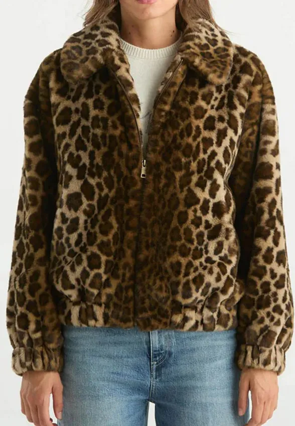 FUTERKO BOMBER AVELINE FUR LEOPARD BRĄZOWE