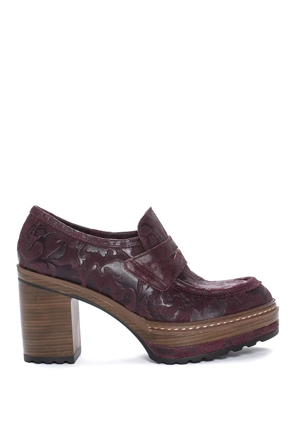 LOAFERSY NA OBCASIE OLIVIA BURGUNDOWE