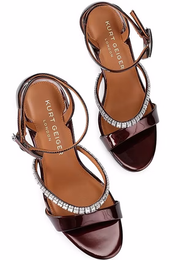 SANDAŁY CRYSTAL STRAP CIEMNE BORDO
