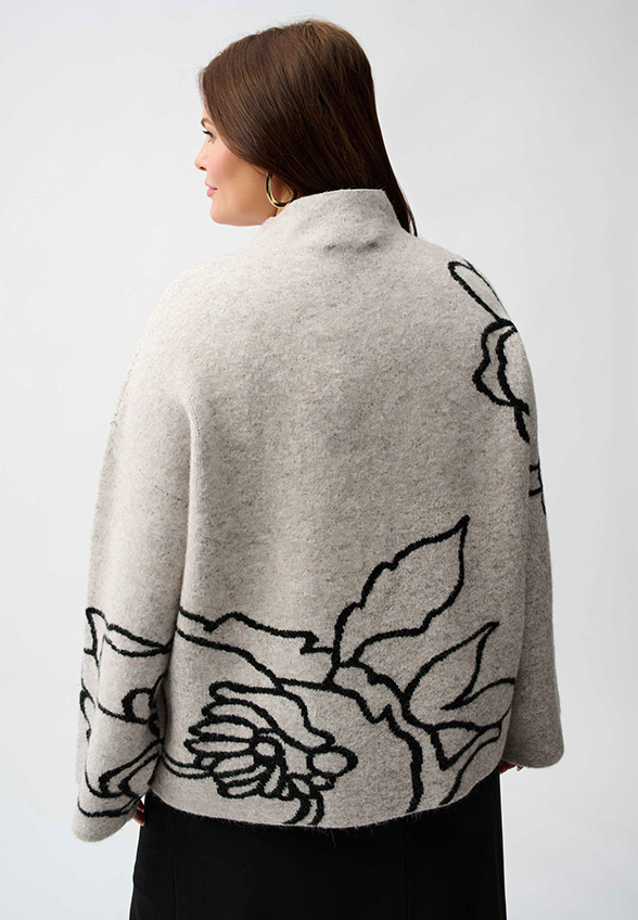 SWETER Z KWIATOWYM WZOREM SZARY