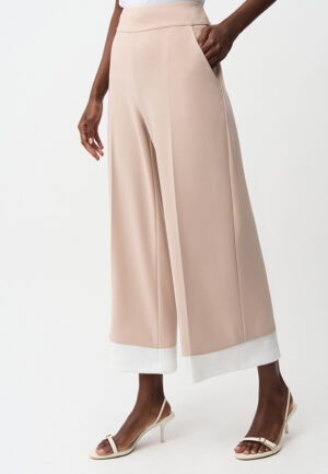 SPODNIE Z KONTRASTOWYMI LAMÓWKAMI BEŻOWE