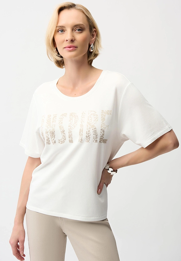 T-SHIRT Z KRYSZTAŁKAMI BIAŁY