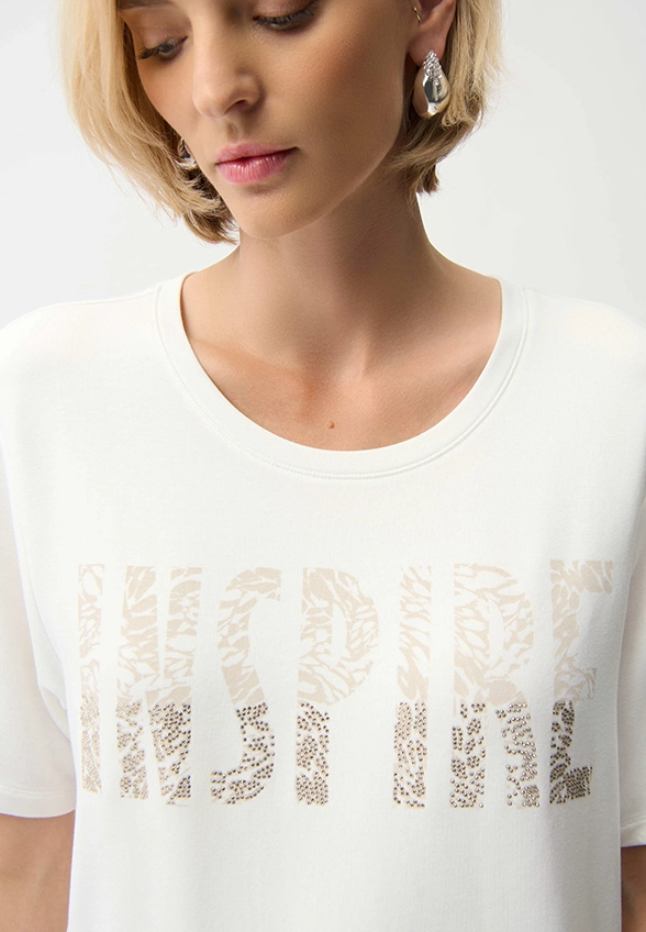 T-SHIRT Z KRYSZTAŁKAMI BIAŁY