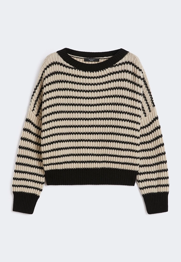 SWETER EZOR BEŻOWO-CZARNY