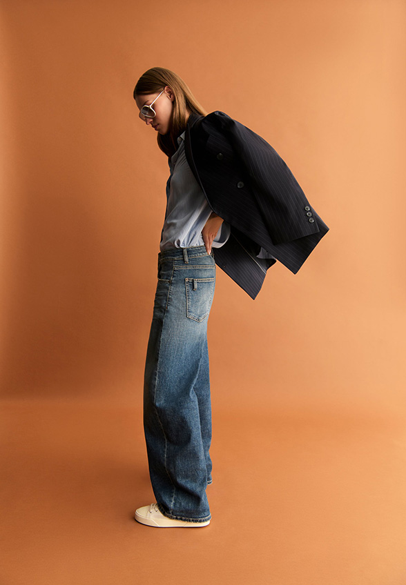 SPODNIE JEANSOWE BAGGY-FIT NIEBIESKIE