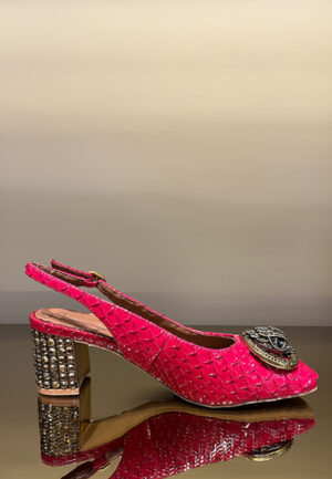 CZÓŁENKA CHELSEA BLOCK SLINGBACK FUKSJOWE