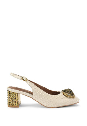 BUTY CHELSEA BLOK SLINGBACK KREMOWE