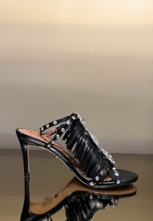 SZPILKI JEWEL FRINGE SANDAL CZARNE
