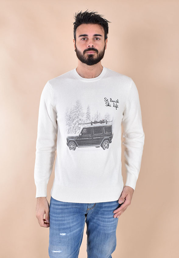 SWETER MĘSKI HERON PRINT KREMOWY