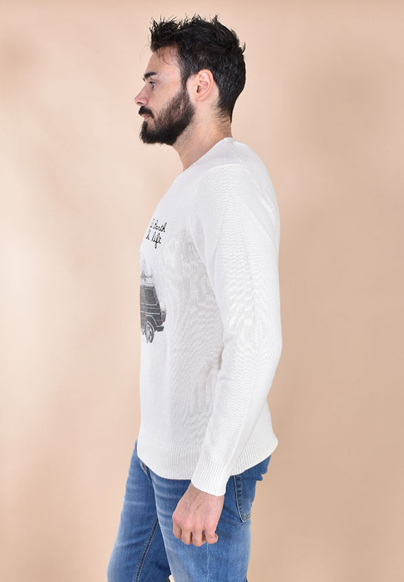 SWETER MĘSKI HERON PRINT KREMOWY