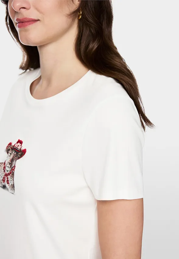T-SHIRT Z MOTYWEM LAMPARTA BIAŁY