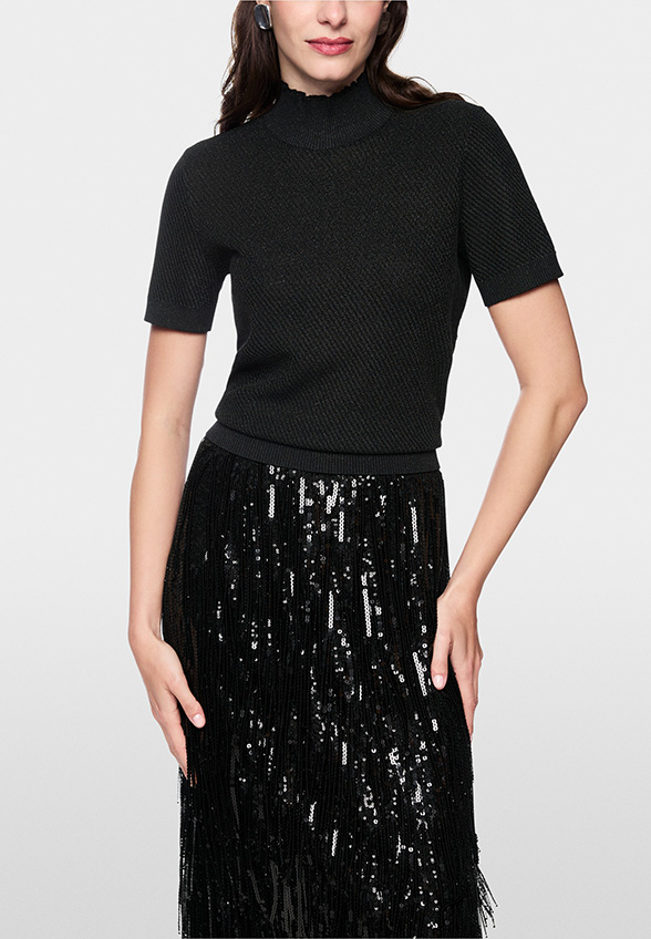 SWETER Z LUREKSOWYMI NITKAMI CZARNY