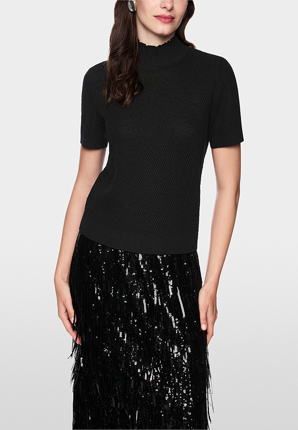 SWETER Z LUREKSOWYMI NITKAMI CZARNY