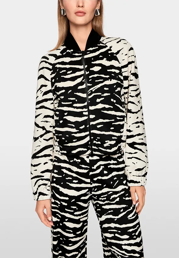 BLUZA Z NADRUKIEM CZARNO-KREMOWA
